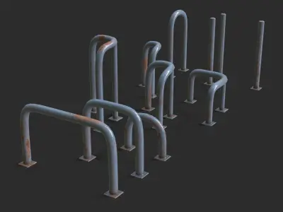 Grey Fence Protector Pack Low-poly 3D model