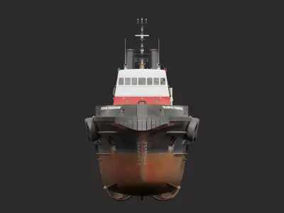 Harbour Tugboat Low-poly 3D model