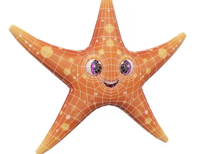 Common Star Fish Cartoon  Animated Low-poly 3D model