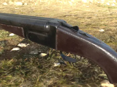 replica sawed off double barrel shotgun Low-poly 3D model