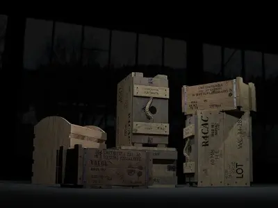 ww2 Crate Pack Low-poly 3D model