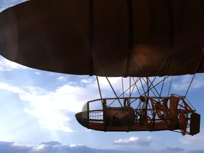 Air Balloon Ship Low-poly 3D model