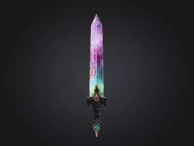 Mystic Prism Blade Fantasy Crystal Sword Low-poly 3D model