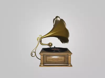 Vintage Horn Player - Antique Phonograph 3D Model Low-poly 3D model
