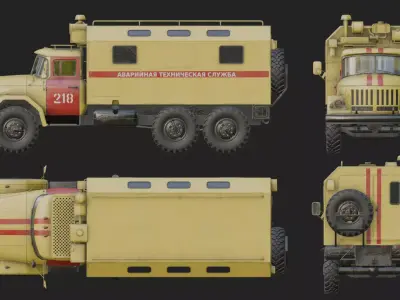 Emergency Technical Services Truck Low-poly 3D model