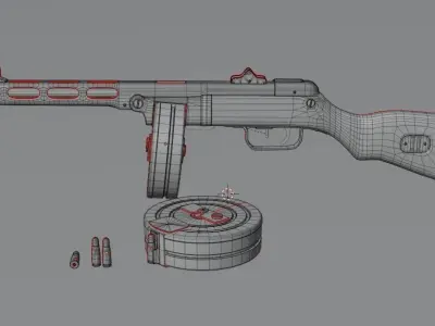 PPSh-41 Low-poly 3D model