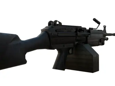 M249E2 3D Model Fully Rigged Machine Gun Low-poly 3D model