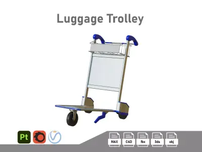 Luggage Trolley Low-poly 3D model