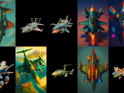 AirCraft bundle 2 pack 100 glb Low-poly 3D model