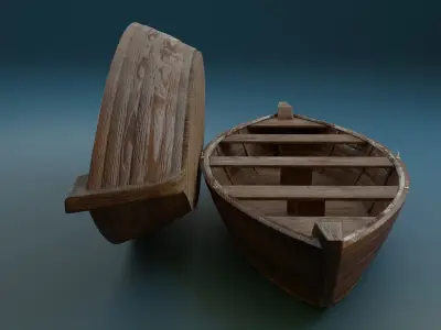 Wooden Boat - PBR Low-poly 3D model
