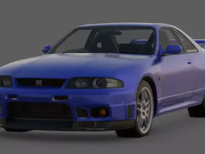 1997 Nissan Skyline GT-R V-Spec R33 3D Model Godzilla Low-poly 3D model
