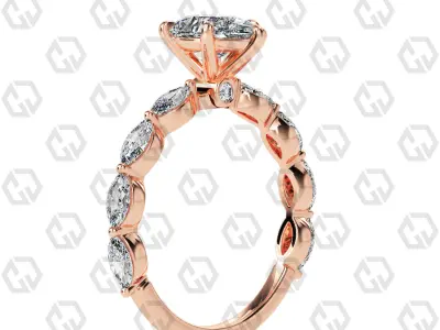 Ring 177 Pear Shape marquise on shanks with Gems 3D print model