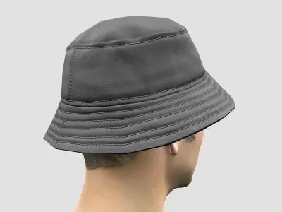 Bucket hat - grey Low-poly 3D model