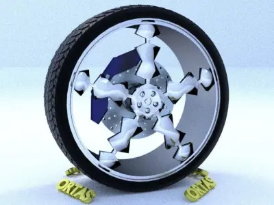 ORTAS CAR RIM 69 GAME READY RIM TIRE AND DISC 3D model