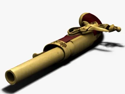 Antique gun flintlock pistol handgun arm 3D model