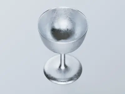 Simple Scratched Used Silver Goblet Glass 3D model