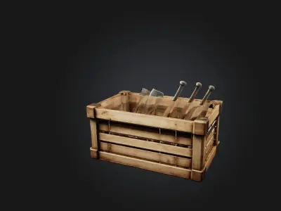 Realistic Wooden Crate Low-poly 3D model