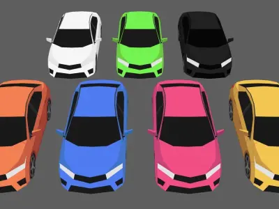 Game-ready car two cars Low-poly 3D model