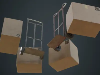 Hand Truck And Boxes 3B Low-poly 3D model