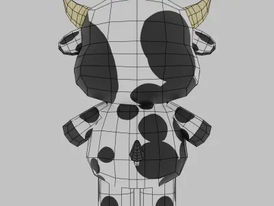 Rigged Cow Cartoon Character Low-poly 3D model