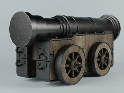 Cannon on wheels 3D model purchase