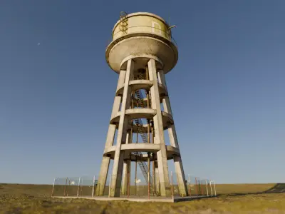 WATER TOWER CONCRETE BRUTALISTIC BALKAN STYLE Low-poly 3D model
