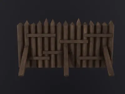 Wooden Palisade 3D Model Low-poly 3D model