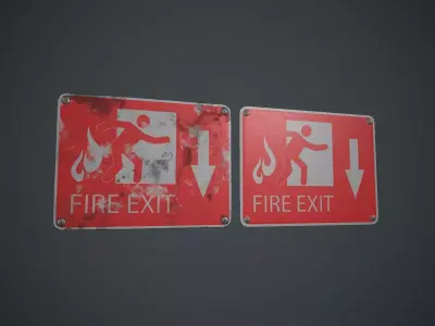 Plastic Exit Sign 4 PBR Game Ready Low-poly 3D model