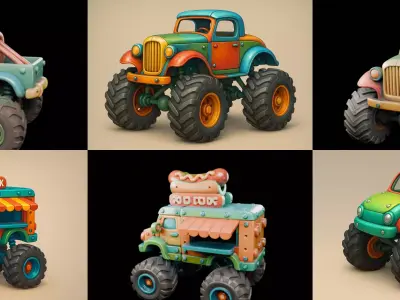 Monster Truck bundle 1 pack 100 glb 3D model