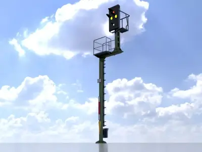 KS-Railway-Signal-Post 7000mm Version-3 Low-poly 3D model