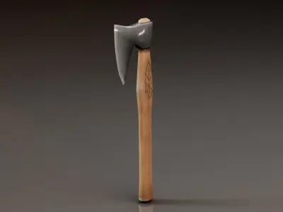Viking Battle Axe with print on handle Free low-poly 3D model