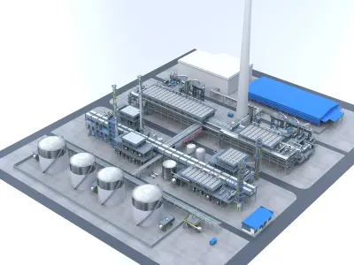 petrochemical plant Low-poly 3D model