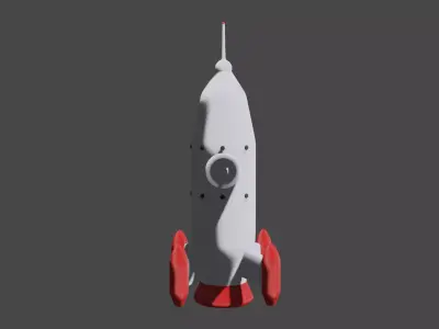 Rocket - Low poly and High poly and Colored Low-poly 3D model