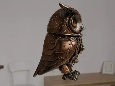 Mechanical Steampunk Owl - Victorian Detailed 3D model