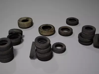 Tire Pack Low-poly 3D model