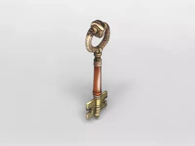 Antique Ornate Skeleton Key 3D Model 3D model