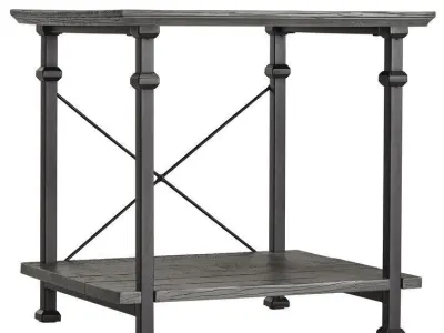 Zona Wood Medieval End Side Nightstand Table 3D model