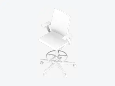 Chair - Office - Worksmart - Counter - Cushion Back Low-poly 3D model