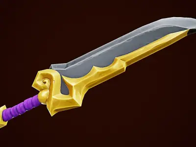 Stylize Sword With Gold Low-poly 3D model