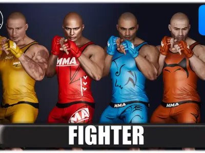 Fighter Man Low-poly 3D model