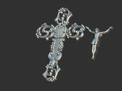 Arabesque Cross with Jesus 3D print model