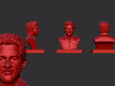 Male bust solid model 3D print model