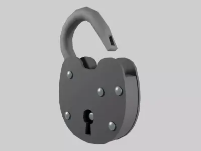 Metal Padlock with Keyhole Low-poly 3D model