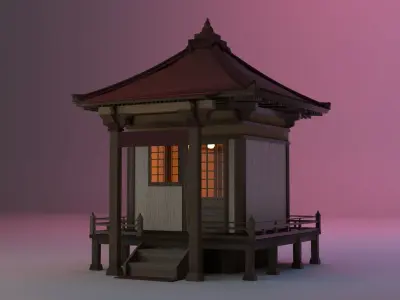  Buddhist Shrine Japanese Build House Free low-poly 3D model