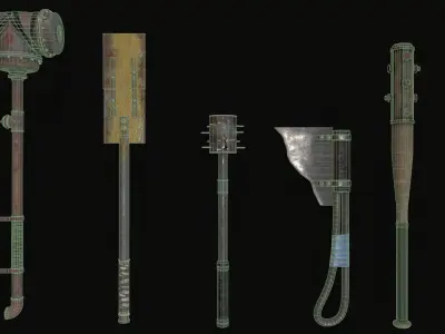 Apocalyptic weapons Low-poly 3D model purchase
