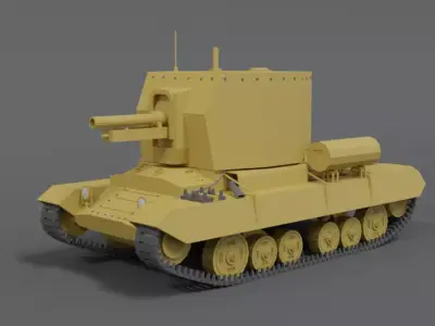 Low Poly Cartoon Bishop Tank Low-poly 3D model