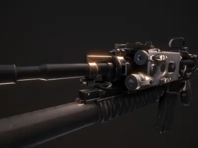 M4A1 Full Mod Low-poly 3D model