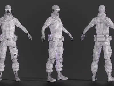 Rio UN Soldier Rigged Low-poly 3D model