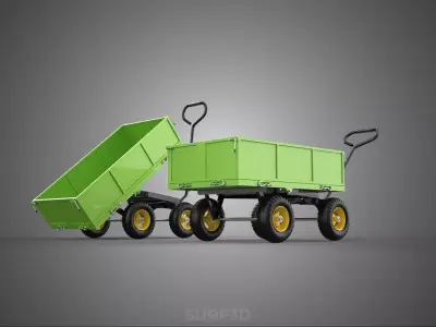 TIPPING LEAF BAG GARDEN TROLLEY CART WHEELBARROW TRAILER WAGON 4 3D model