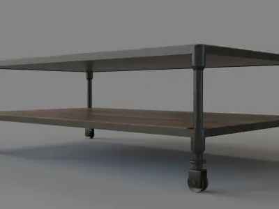 Dutch Industrial Coffee Table And Rust Metal 3D model